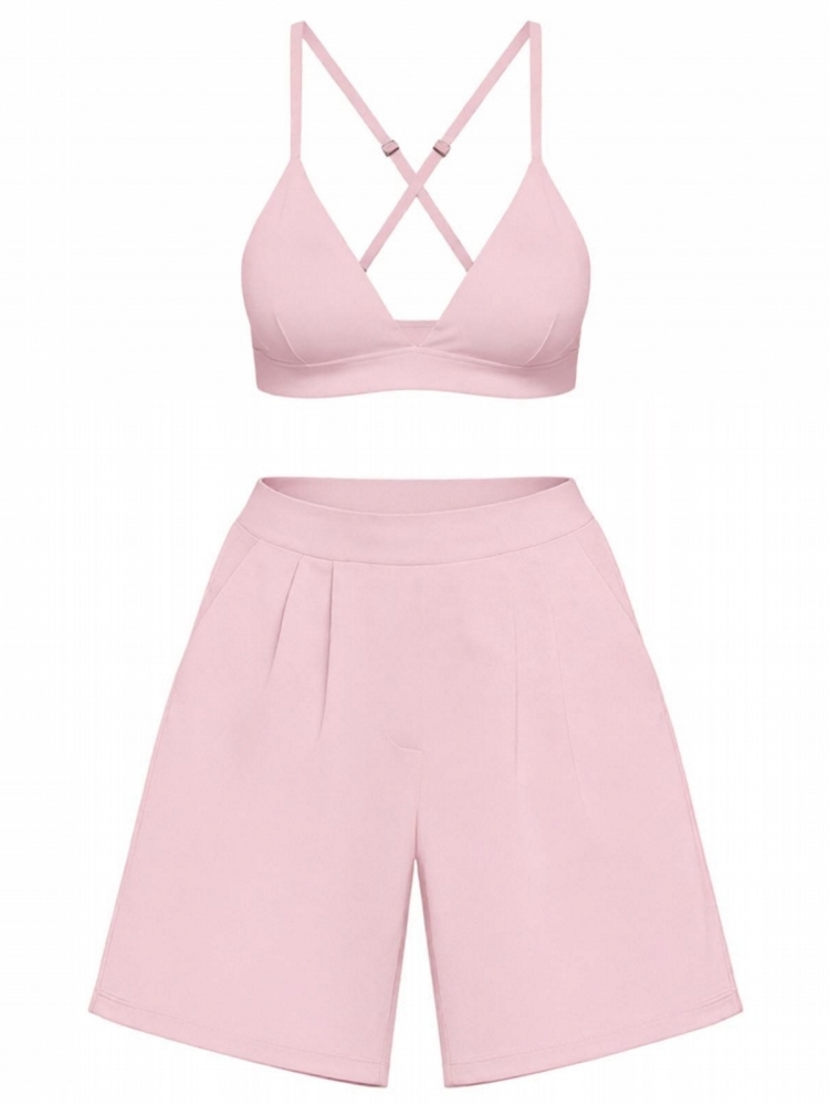 Summer Short Set - 2-delige dames sneldrogende sportset met V-hals,