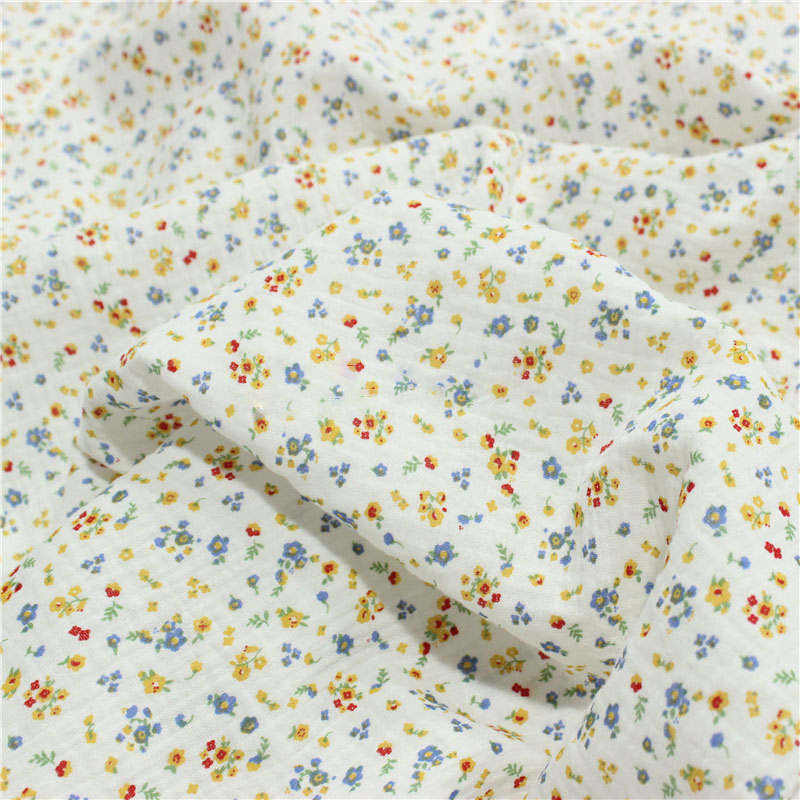 Baby Clothing Sewing - Bloemenprint Katoenen Crêpe Stof Diy Naaien
