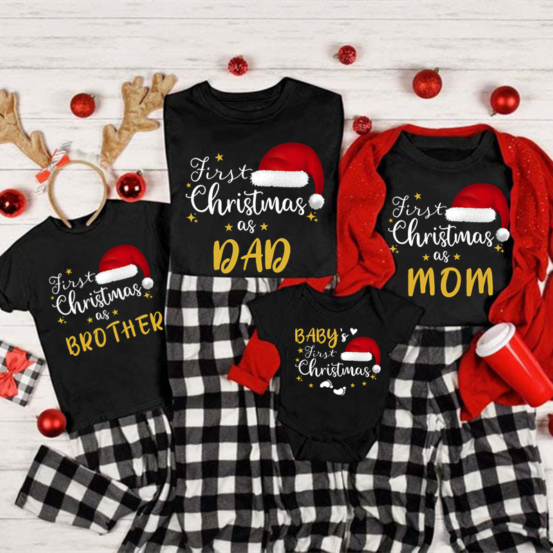 Baby Clothing In Summer - Familie Matching Kerst T-shirt Eerste Kerst