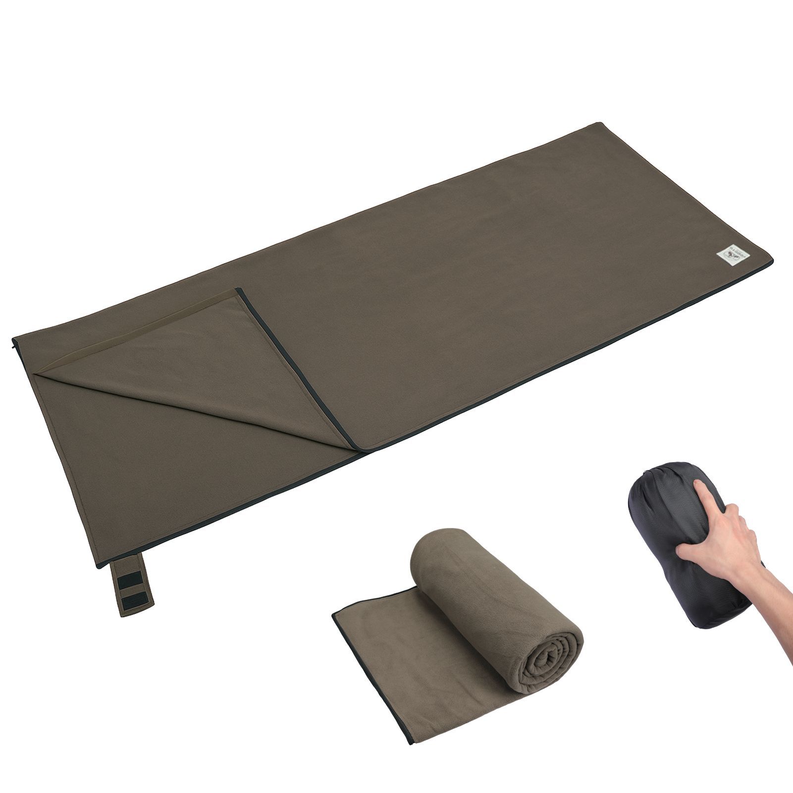 Fleece Sleep Bag - Slaapzakvoering Draagbaar Fleece Warm Lichtgewicht Bruin