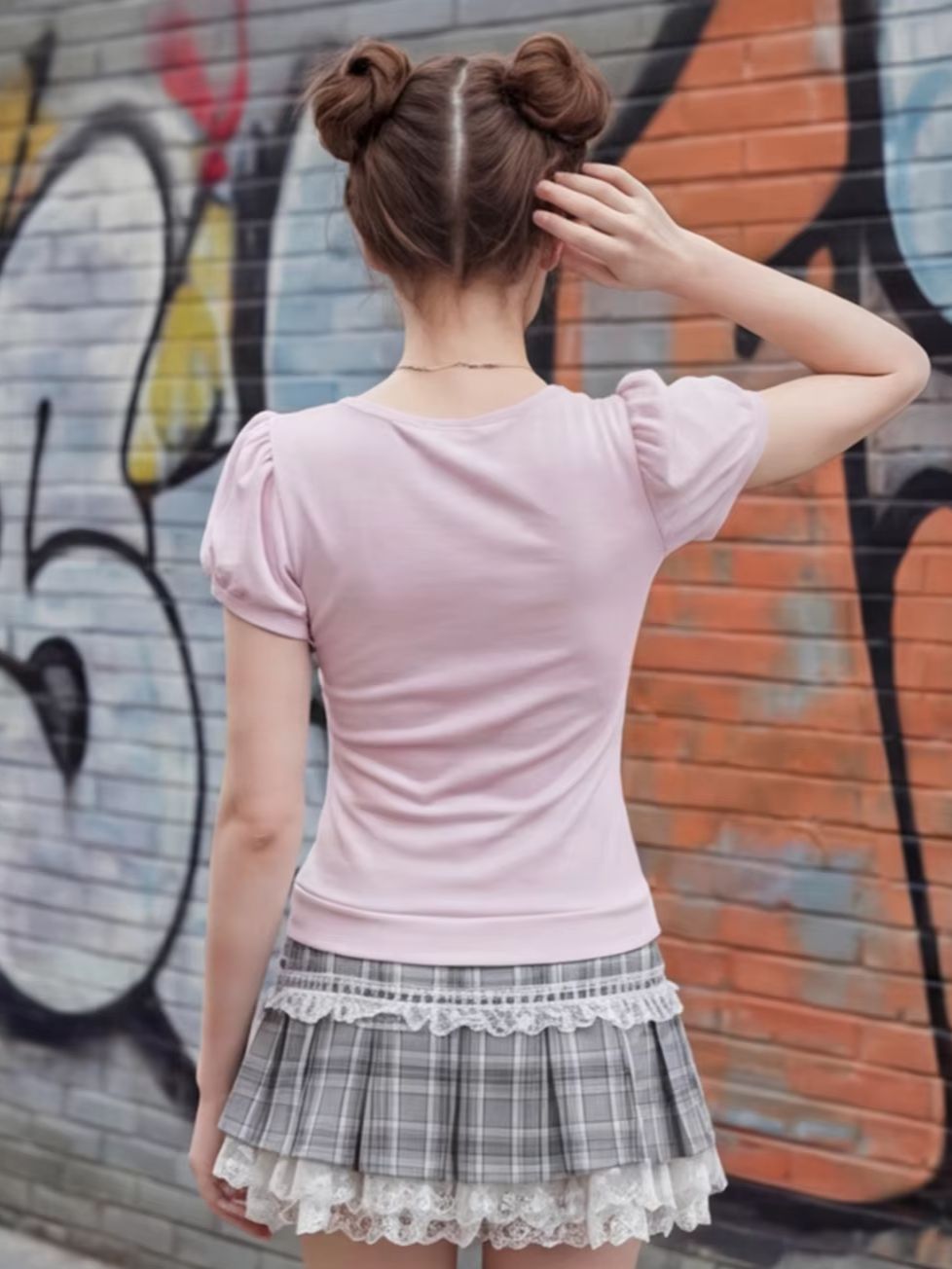 Roze kanten patchwork top voor - Summer Short Set recensie en prijs